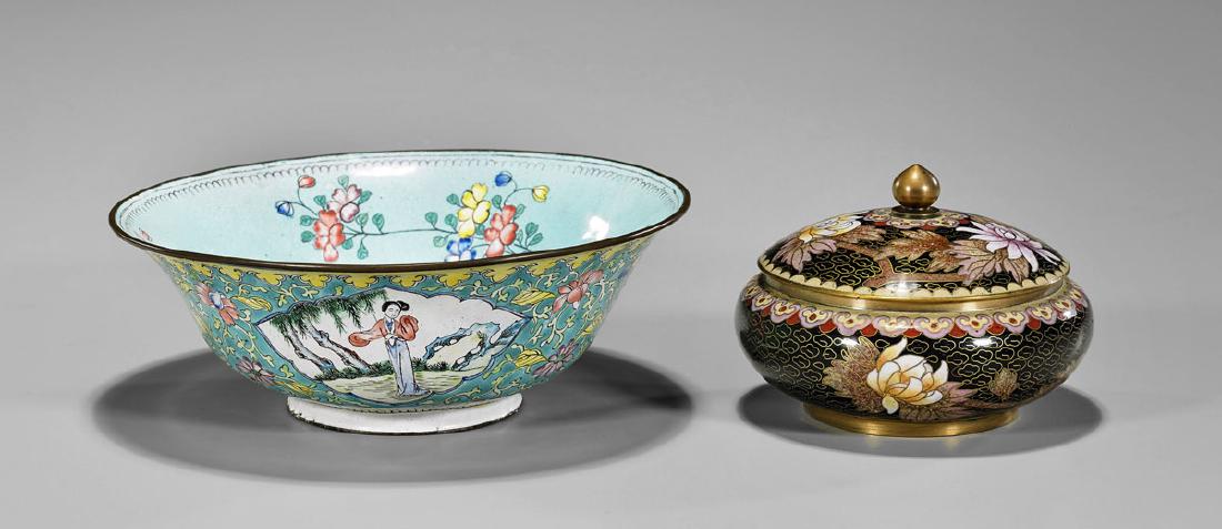 Two Chinese Items: Enamel on Copper & Cloisonne (1 of 2)