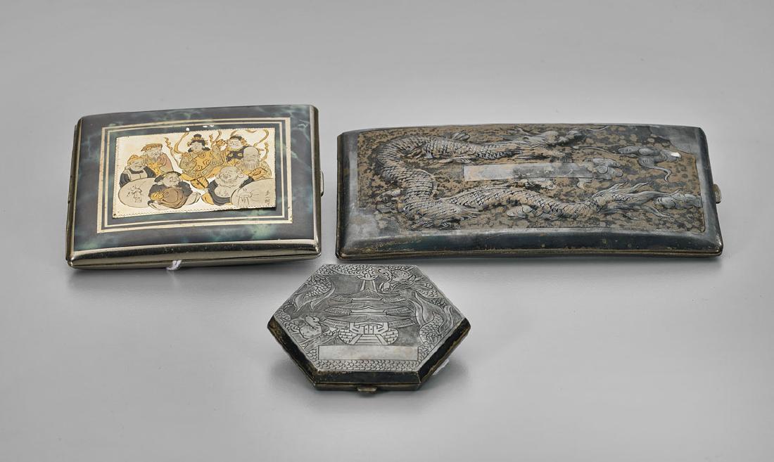 Three Chinese & Japanese Silver & Metal Items (1 of 1)