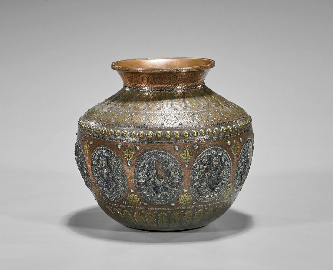 Old Sino-Tibetan Gilt Copper & Silver Jar (1 of 1)
