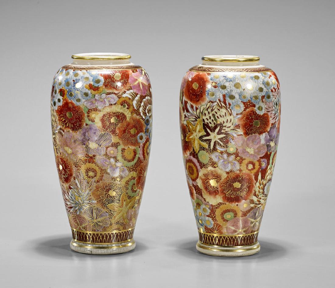Pair Antique Japanese Satsuma Vases (1 of 2)