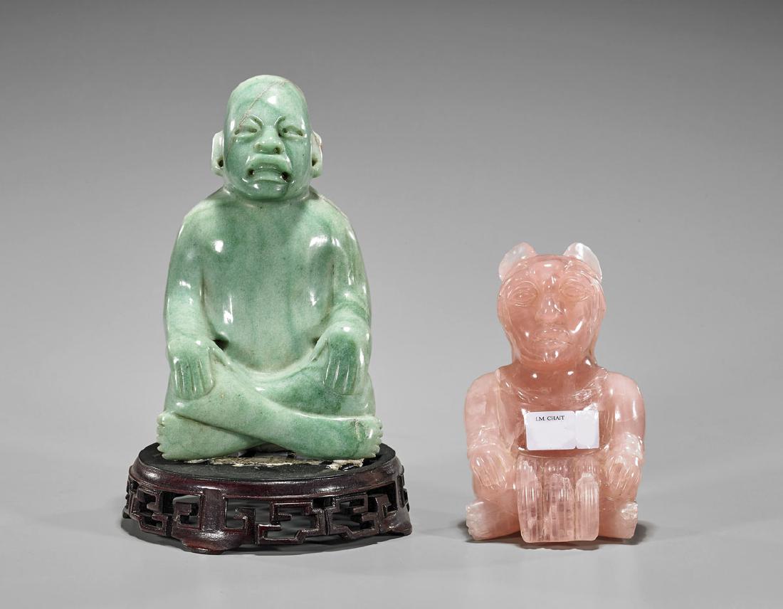 Two Pre-Columbian-Style Carved Figures: Aventurine & (1 of 1)