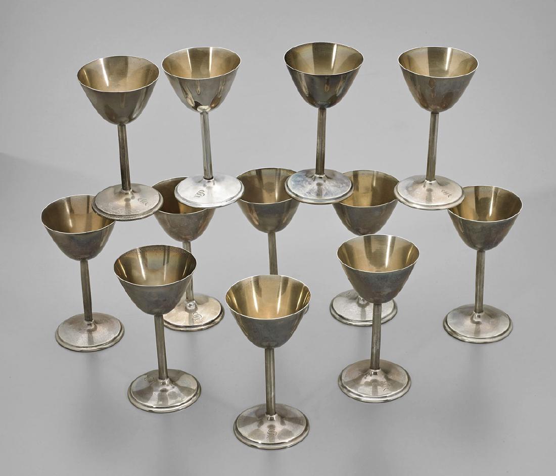 Set of Twelve Small Sterling Silver Goblets (1 of 2)