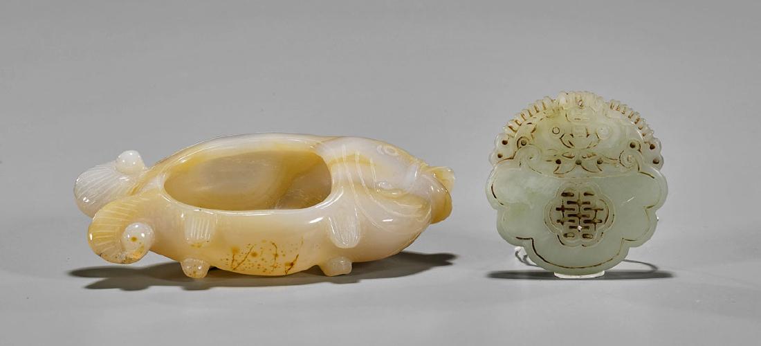 Two Chinese Carvings: Agate Brushwasher & Hardstone (1 of 1)