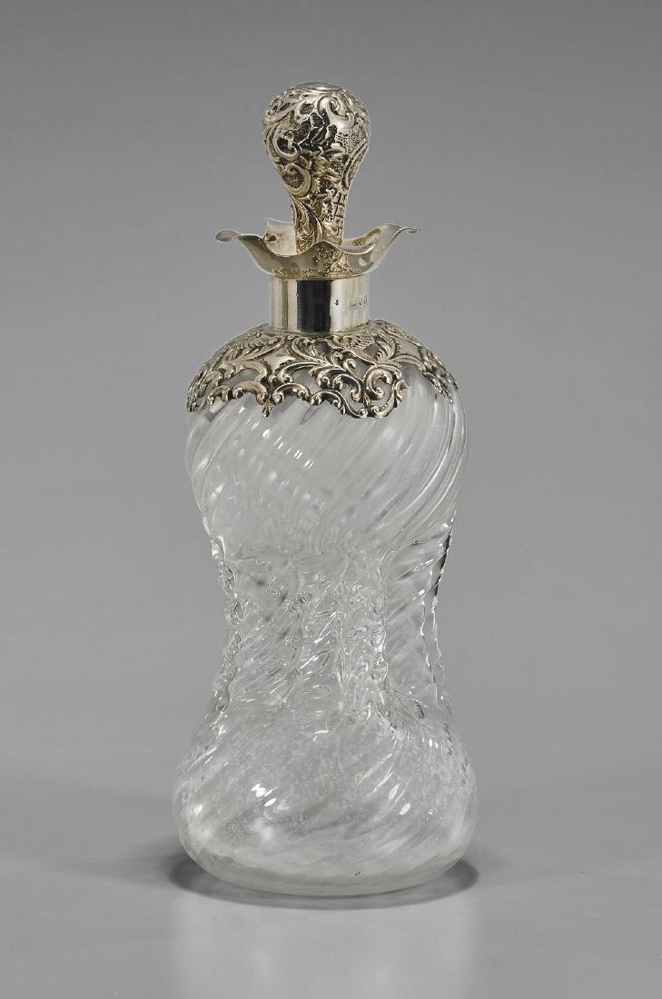 Antique English Silver Mounted Glass Bottle (1 of 1)