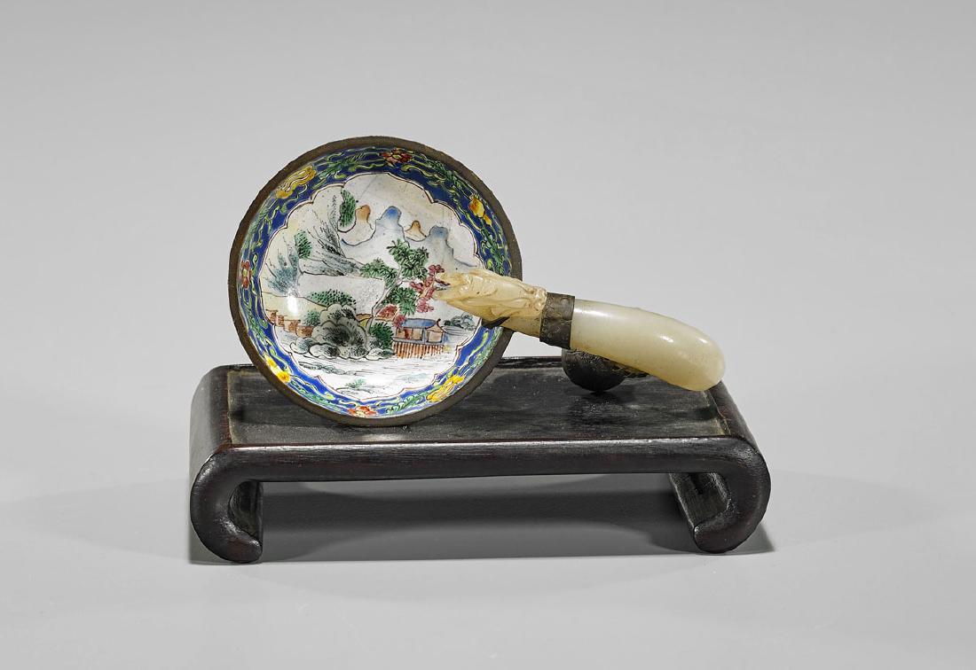 Antique Chinese Jade & Enamel on Copper Bowl (1 of 2)