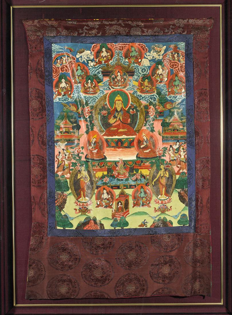 Large Sino-Tibetan Painted Thangka: Lama (1 of 1)