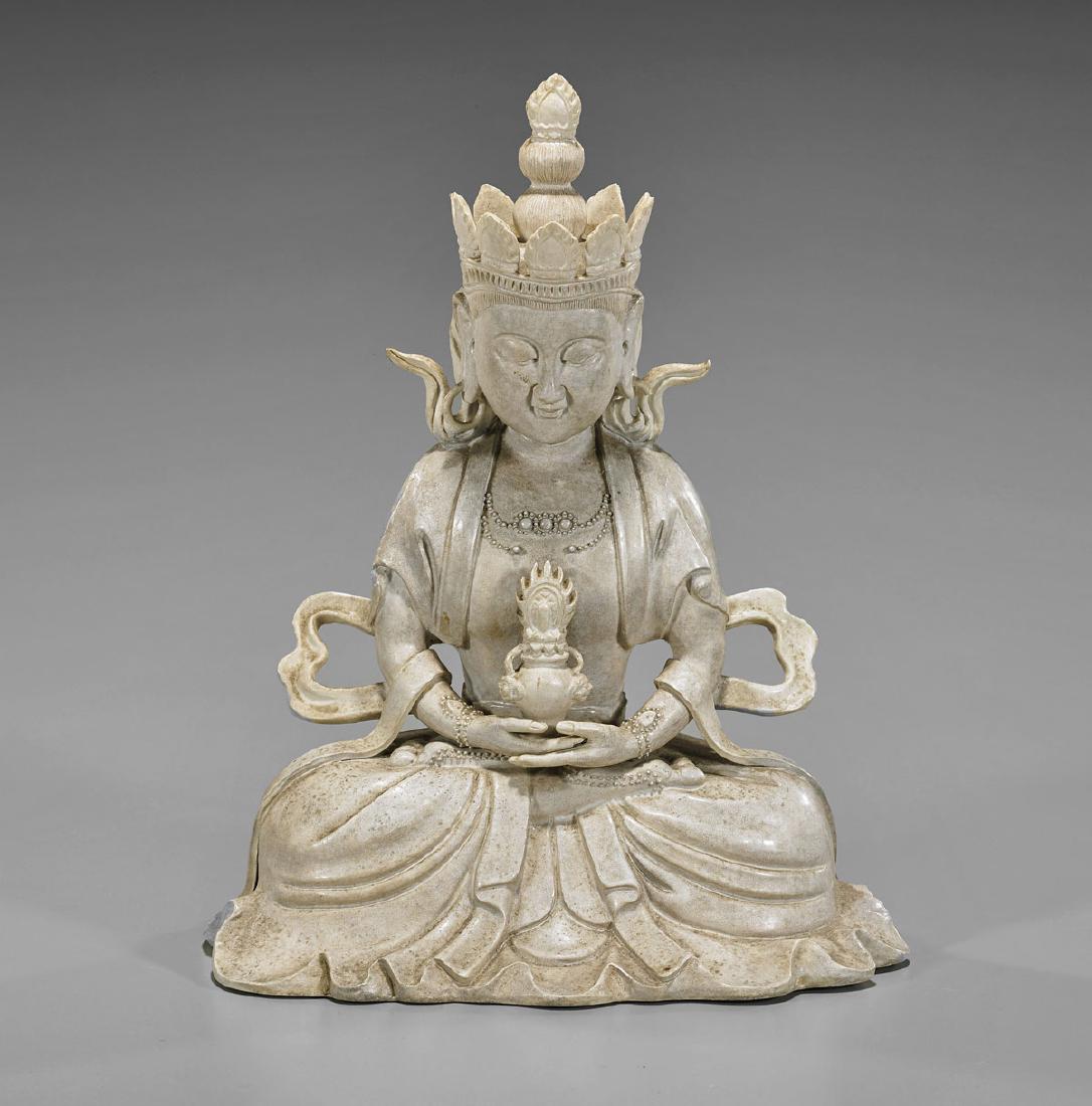 Chinese Ceramic Seated Bodhisattva (1 of 2)