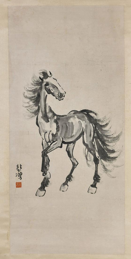 Two Chinese Scrolls: Horse & Donkeys (1 of 4)