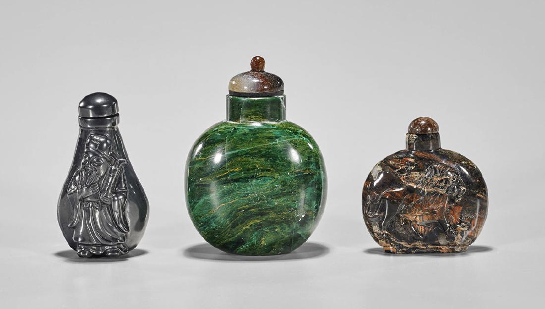 Three Snuff Bottles: Jasper, Hematite & Hardstone (1 of 1)