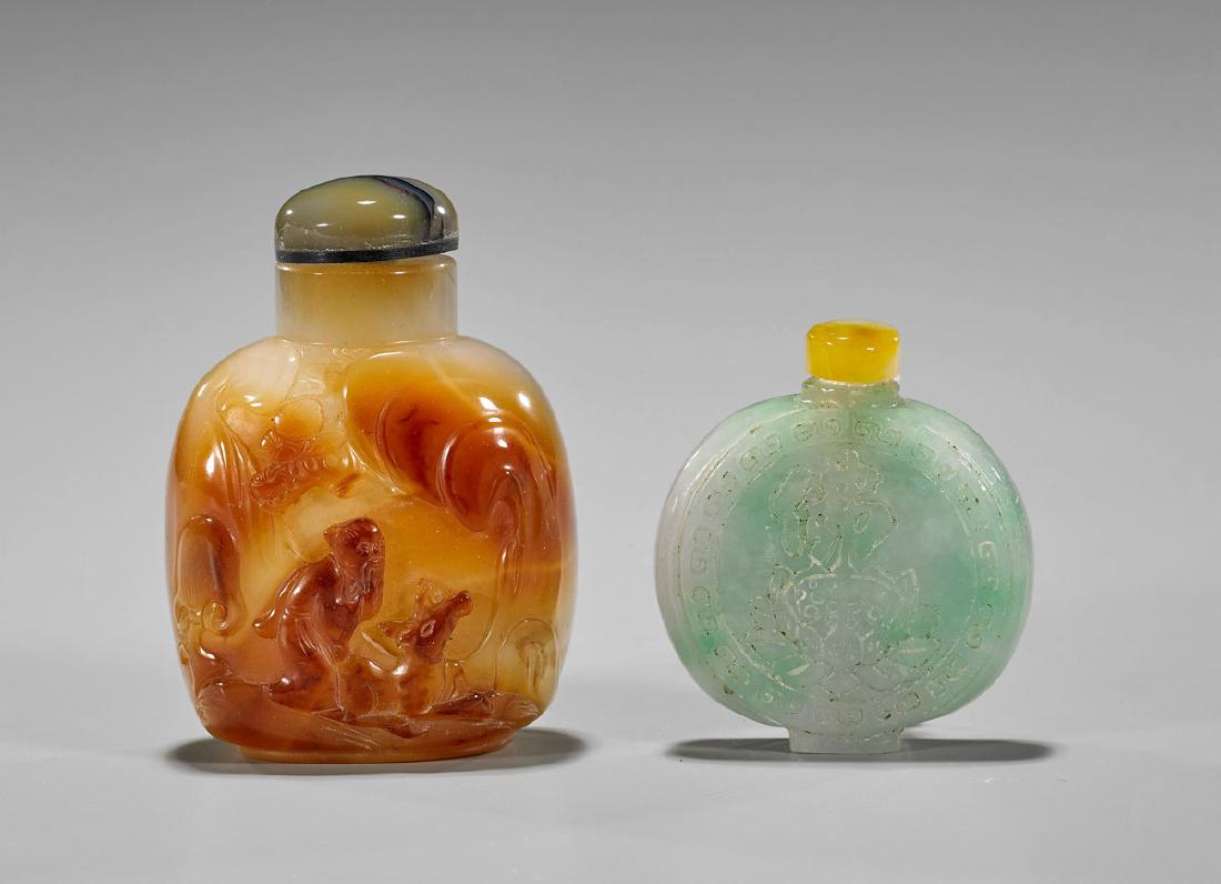Two Snuff Bottles: Cameo Agate & Jade/Hardstone (1 of 1)