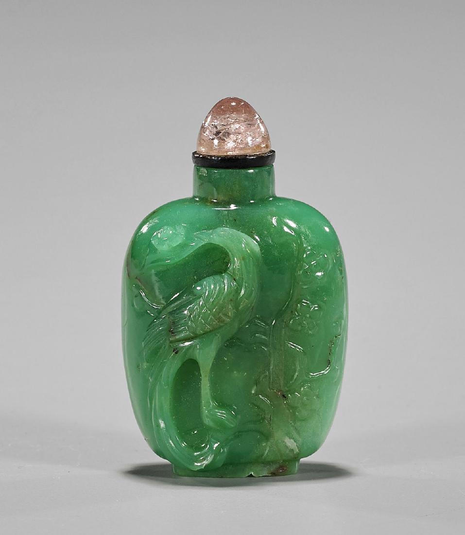 Carved Chrysoprase Snuff Bottle (1 of 2)