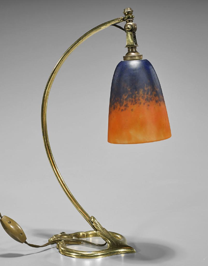Art Glass & Brass Table Lamp Signed Schneider (1 of 2)