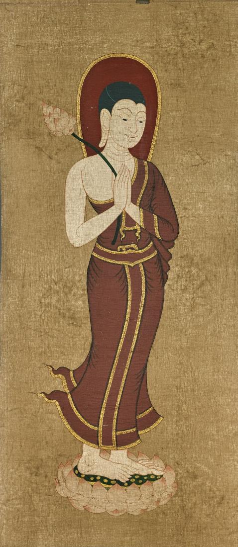 Pair Old Thai Scroll Paintings (1 of 2)