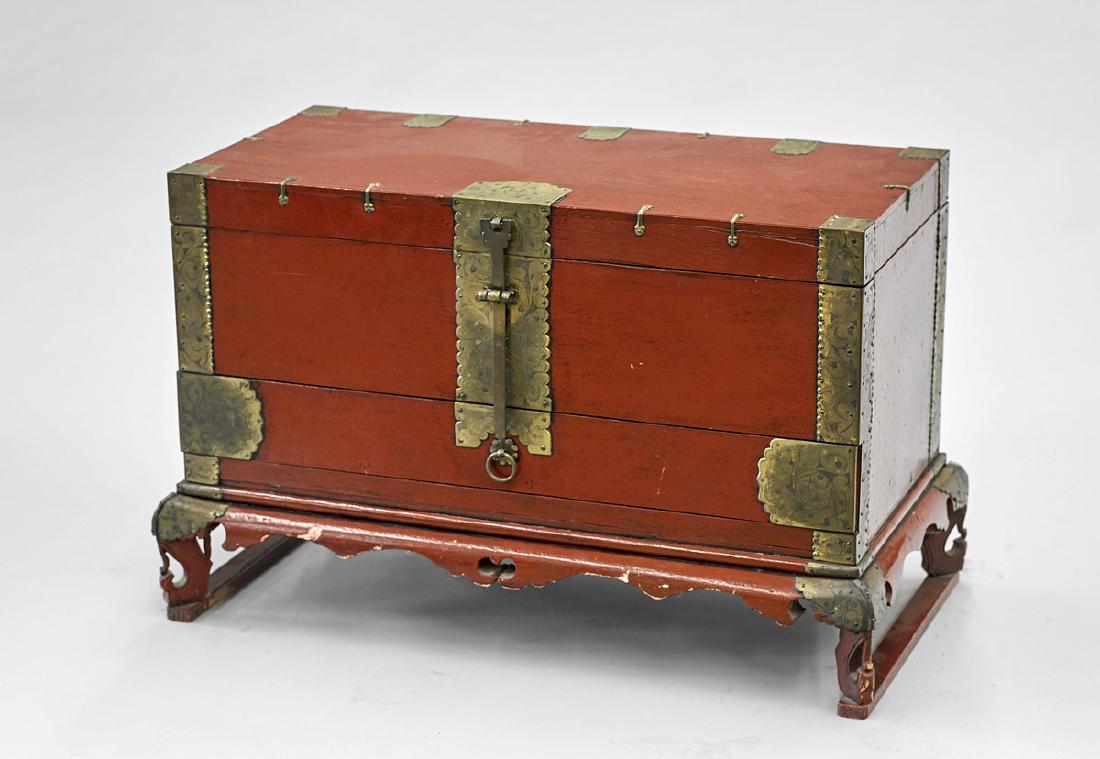 Old Chinese Painted Wood Chest (1 of 2)