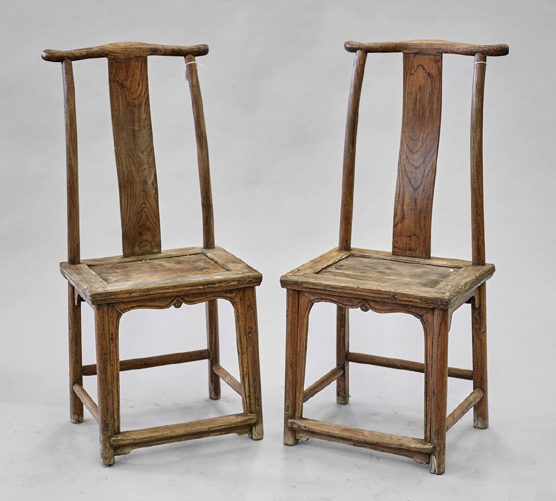 Pair Old Chinese Yokeback Chairs (1 of 1)