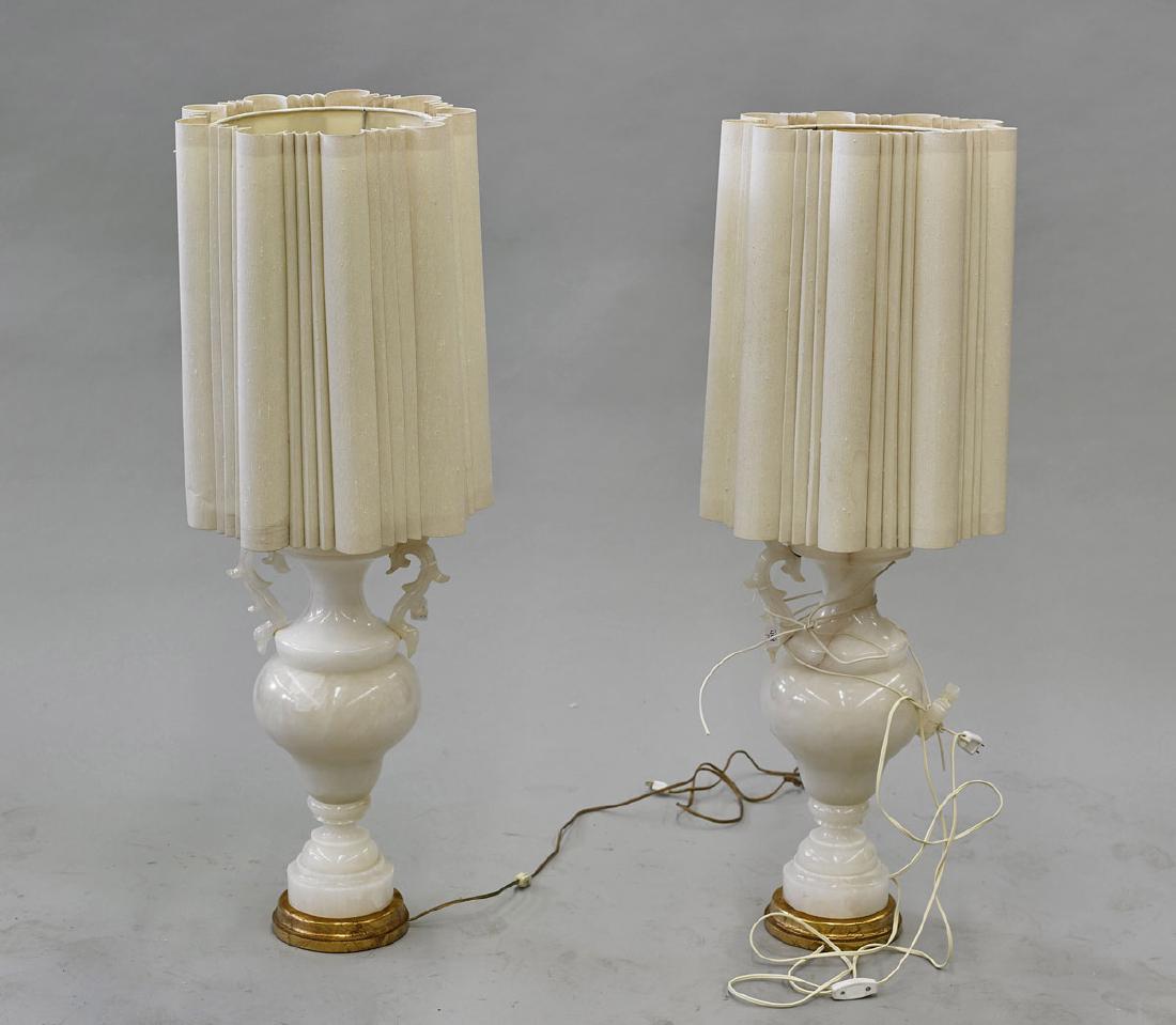 Pair Carved Stone Lamps (1 of 1)