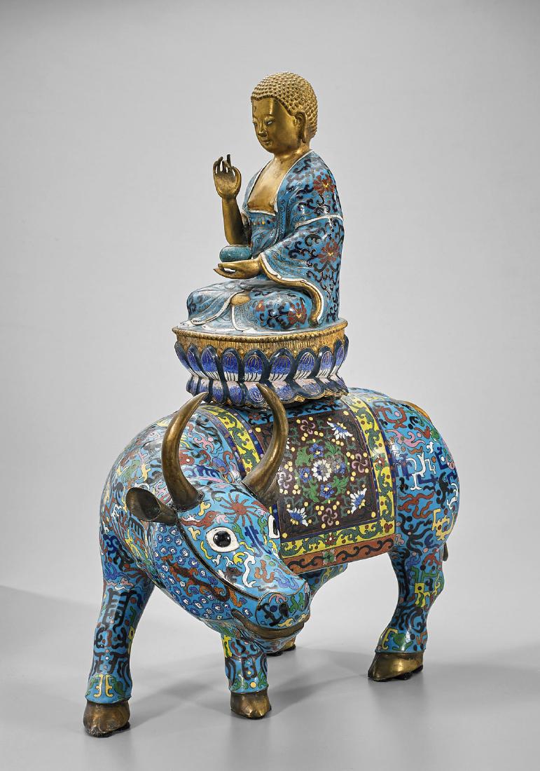 Large Chinese Cloisonne Buddha & Water Buffalo (1 of 1)