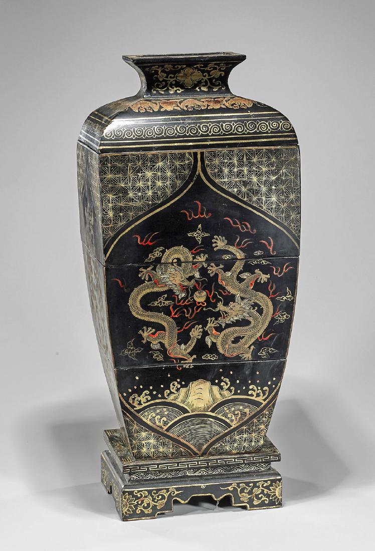 Old Chinese Lacquer Tiered Storage Box (1 of 1)