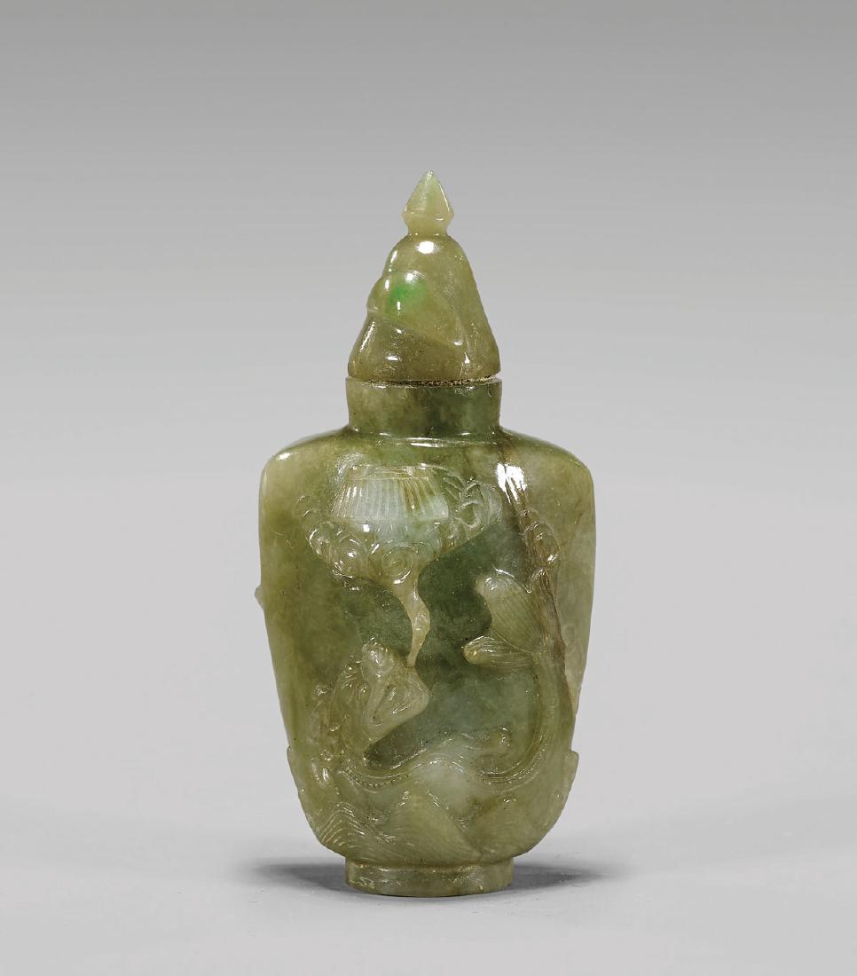 Antique Carved Jadeite Snuff Bottle (1 of 2)