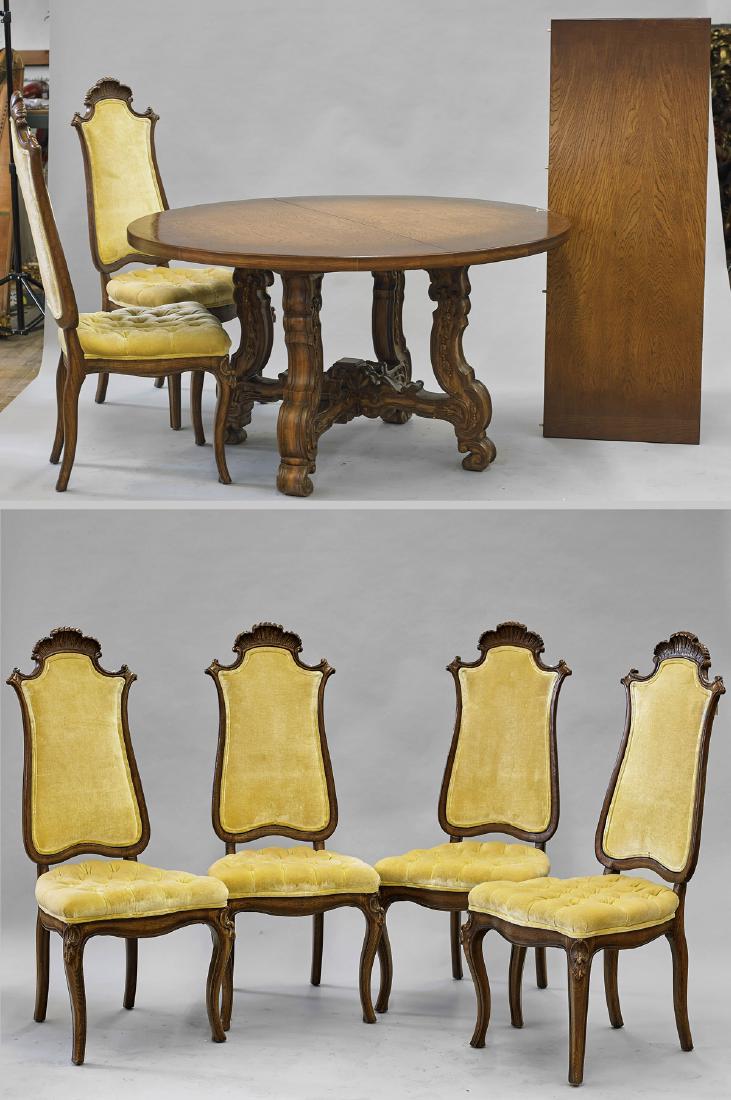 Carved Wood Dining Set: Table & Six Chairs (1 of 1)