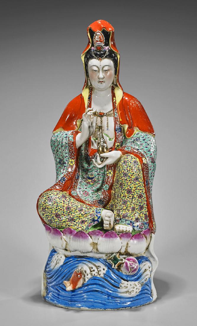Old Chinese Enameled Porcelain Guanyin (1 of 2)