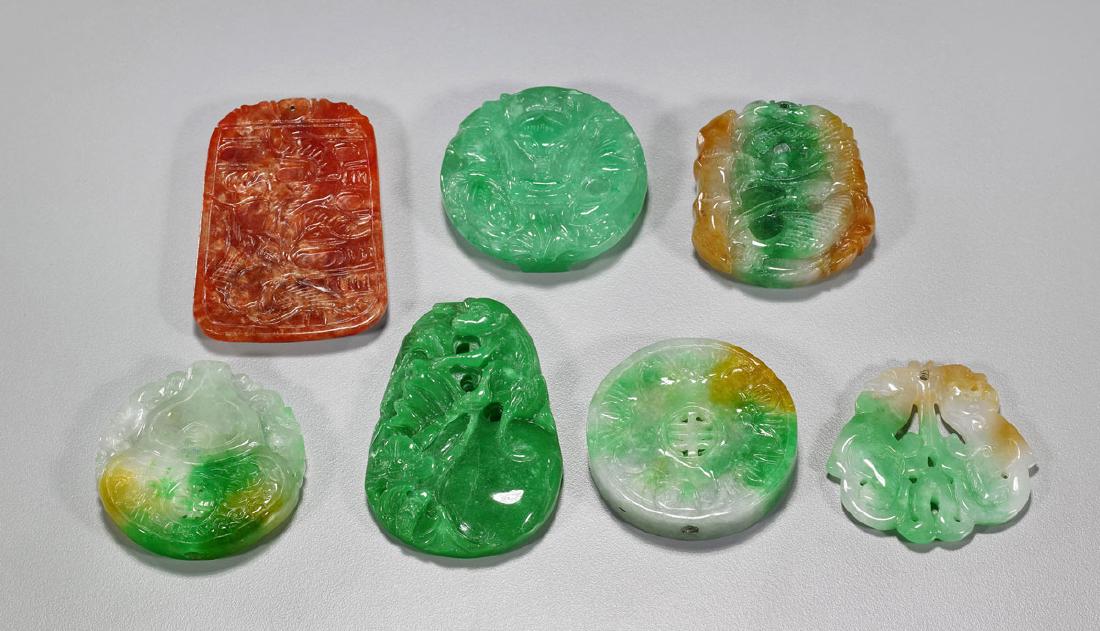 Group of Carved Jadeite or Hardstone Plaques/Pendants (1 of 1)
