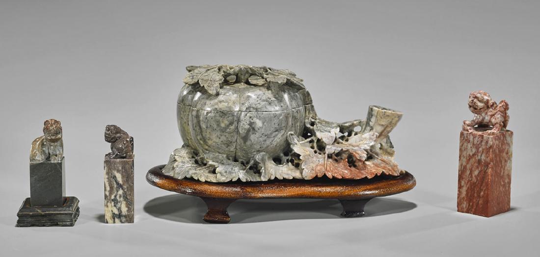 Four Chinese Soapstone Carvings: Box & Seals (1 of 1)