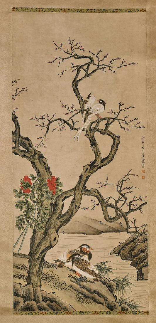 Two Chinese Paper Scrolls: Birds & Flora (1 of 4)