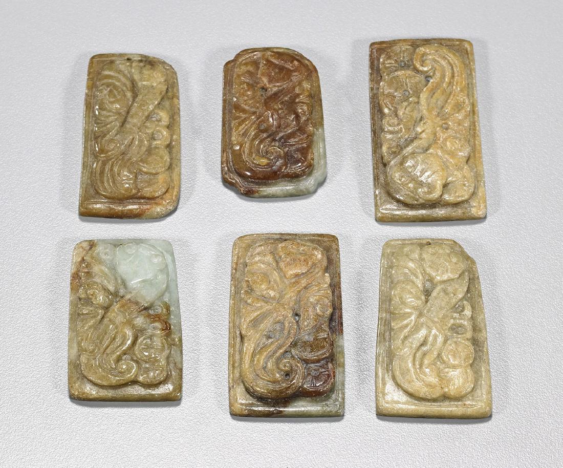 Six Chinese Carved Jade/Hardstone Plaques (1 of 2)