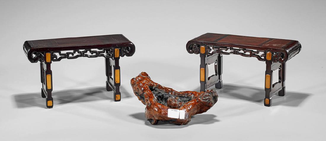Pair Miniature Altar Tables & Rootwood Base (1 of 1)