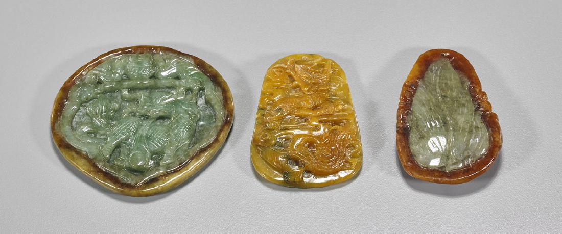 Three Chinese Carved Jadeite Plaques (1 of 1)