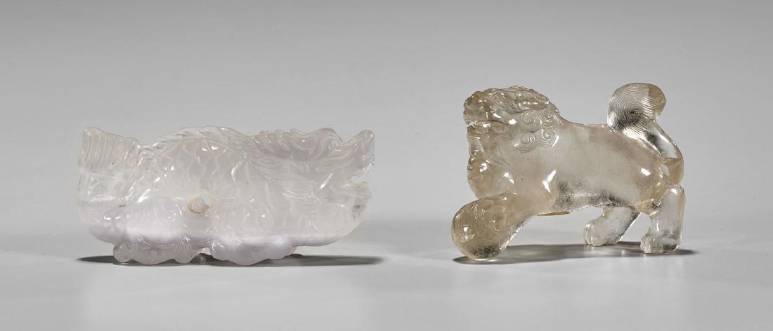Two Chinese Carvings: Rock Crystal Lion & Fluorite (1 of 1)
