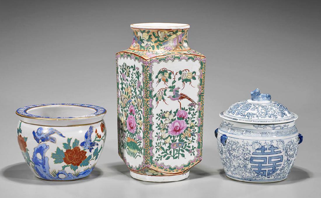 Chinese Porcelain Jardinière, Vase & Jar (1 of 1)