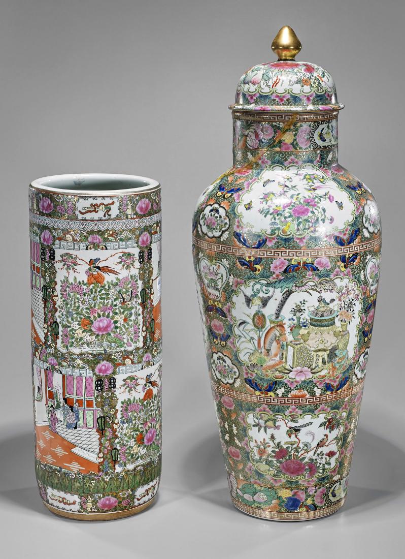 Tall Rose Medallion Vase & Umbrella Stand (1 of 2)