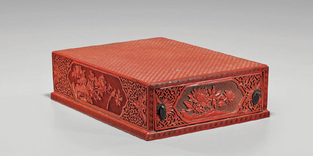 ANTIQUE CARVED LACQUER DOCUMENT CABINET (1 of 3)