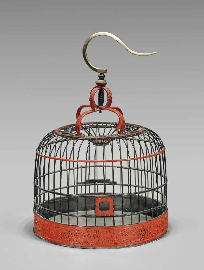 ANTIQUE CINNABAR LACQUER BIRDCAGE (1 of 1)