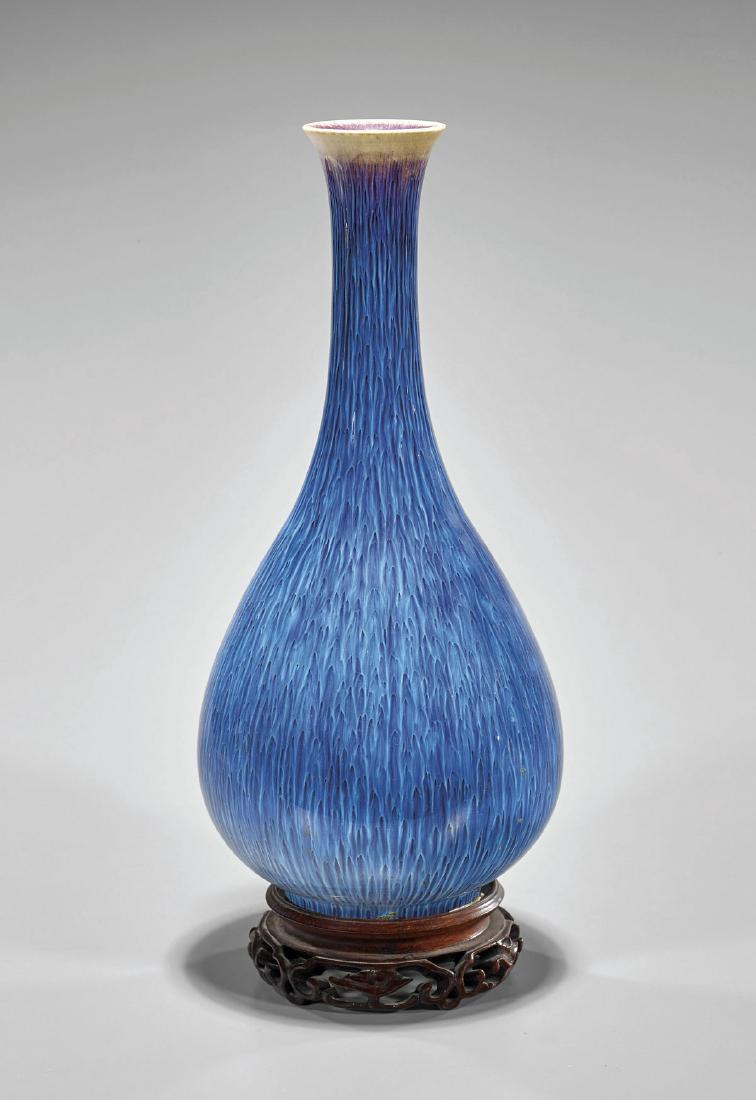 ANTIQUE FLAMBE GLAZED PORCELAIN BOTTLE VASE (1 of 3)