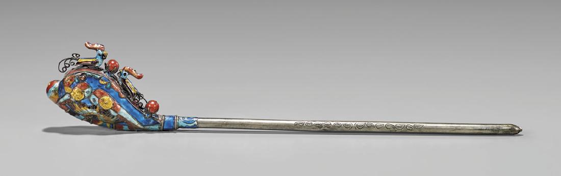 OLD KOREAN ENAMELED HAIRPIN/ORNAMENT (1 of 2)