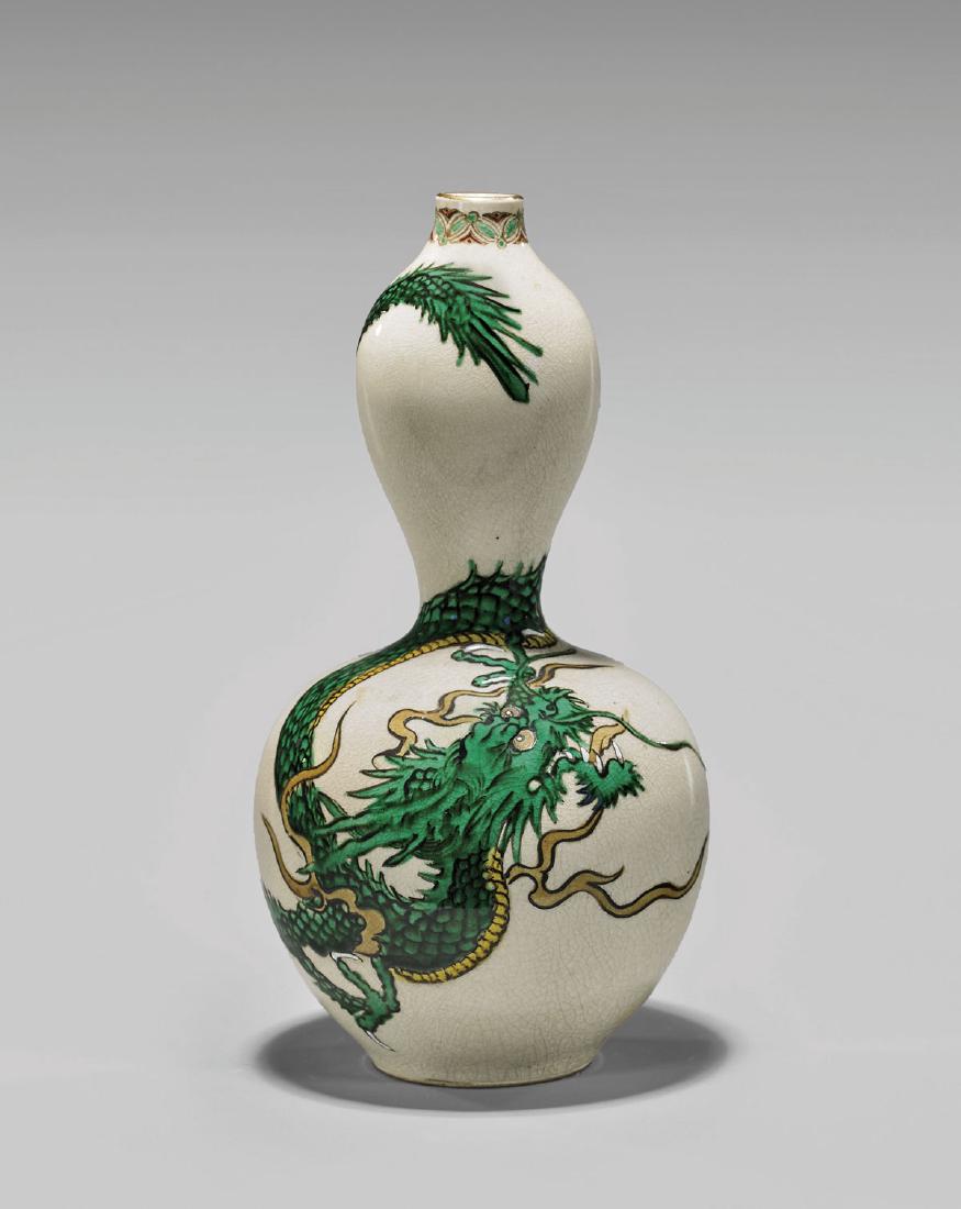 ANTIQUE SATSUMA GOURD DRAGON VASE (1 of 3)