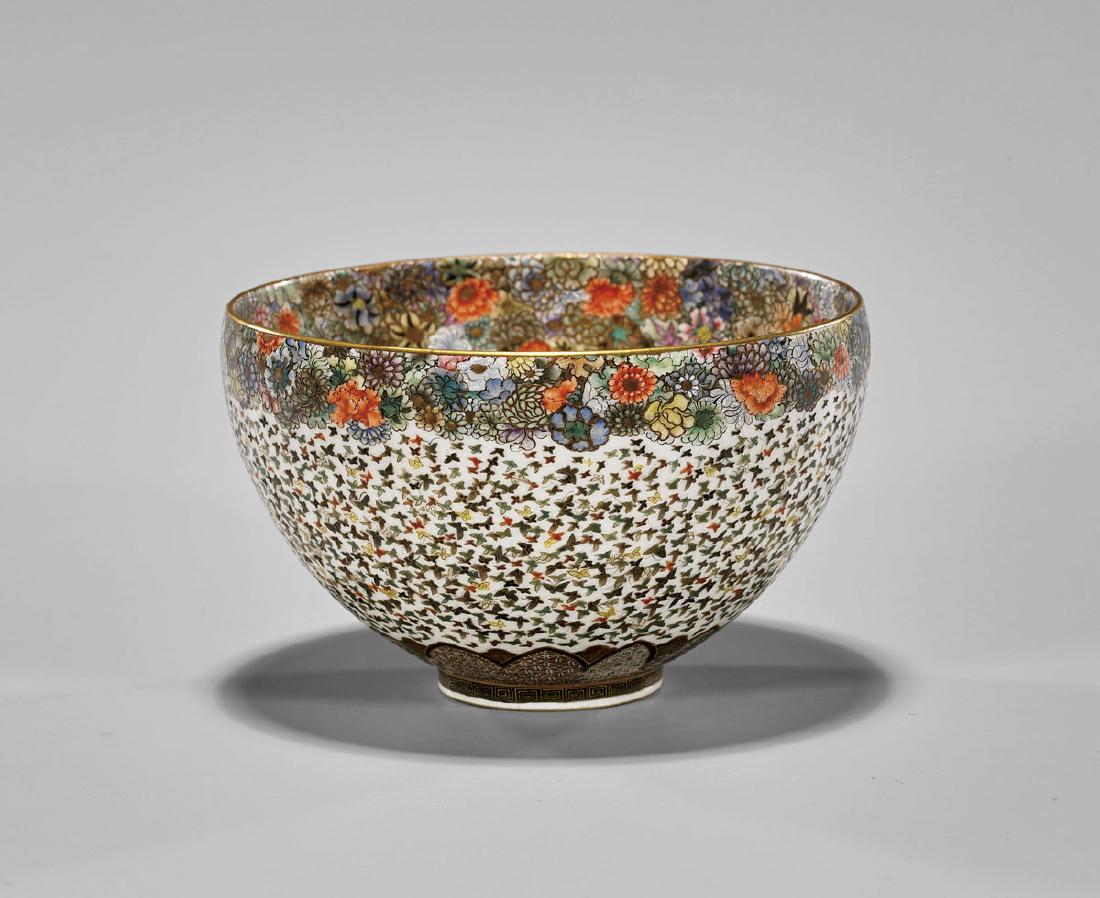 ANTIQUE SATSUMA BUTTERFLY BOWL (1 of 4)