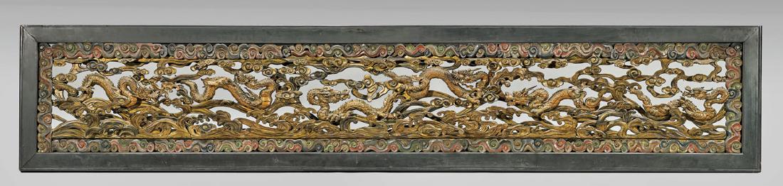 LARGE ANTIQUE JAPANESE GILT LACQUER DRAGON RANMA PANEL (1 of 2)