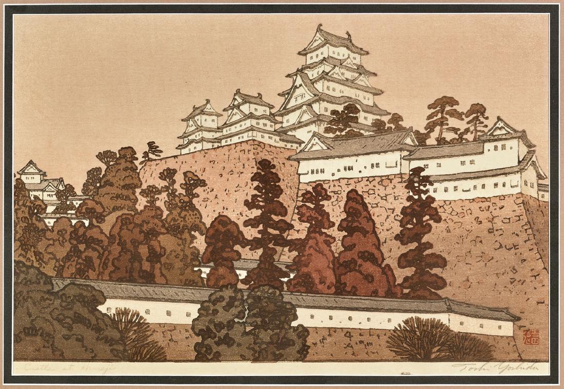 WOODBLOCK PRINT BY TOSHI YOSHIDA: Castle at Himeji (1 of 3)