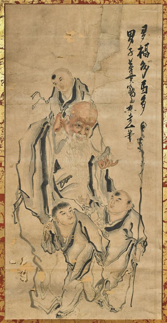 LARGE CHINESE INK ON PAPER PAINTING (1 of 2)