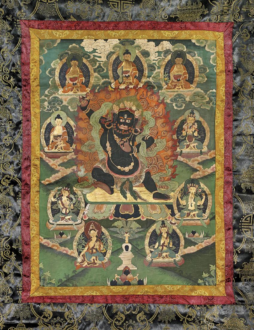 SINO-TIBETAN PAINTED THANGKA: Yamantaka (1 of 1)