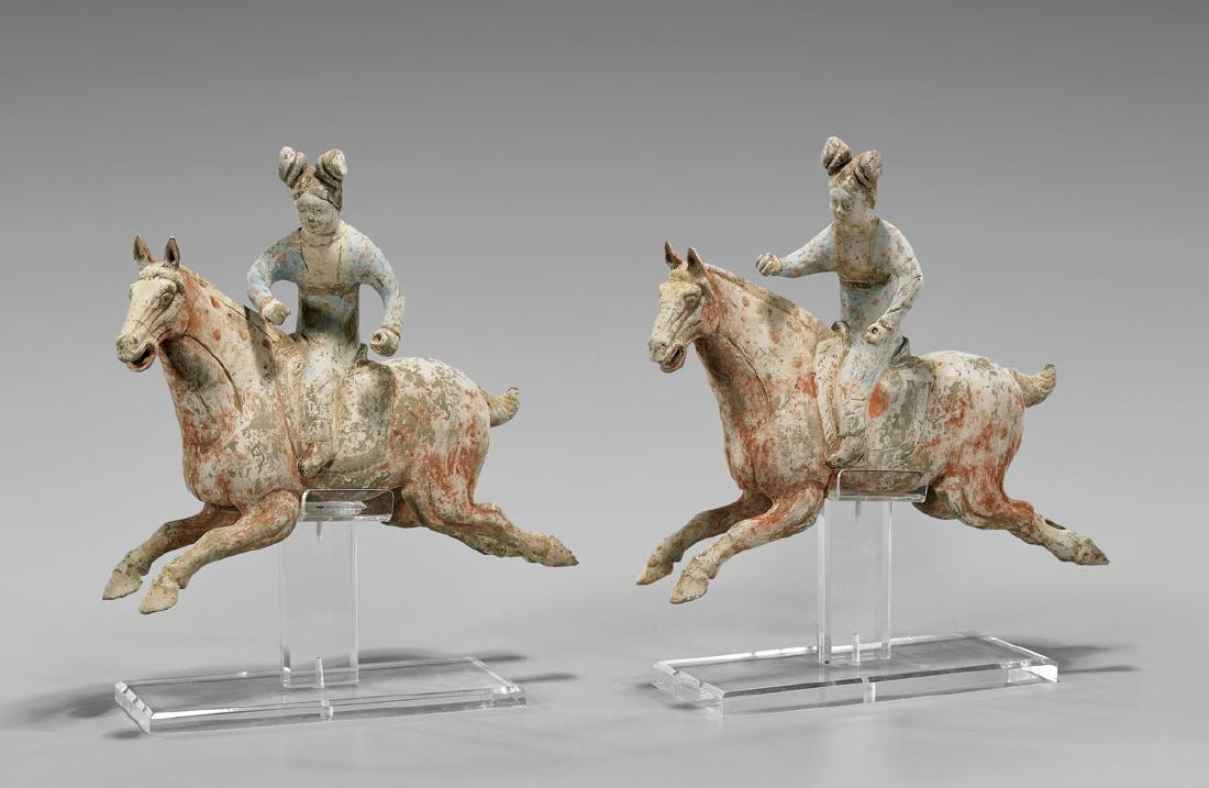 PAIR TANG DYNASTY POTTERY POLO PLAYERS (1 of 2)