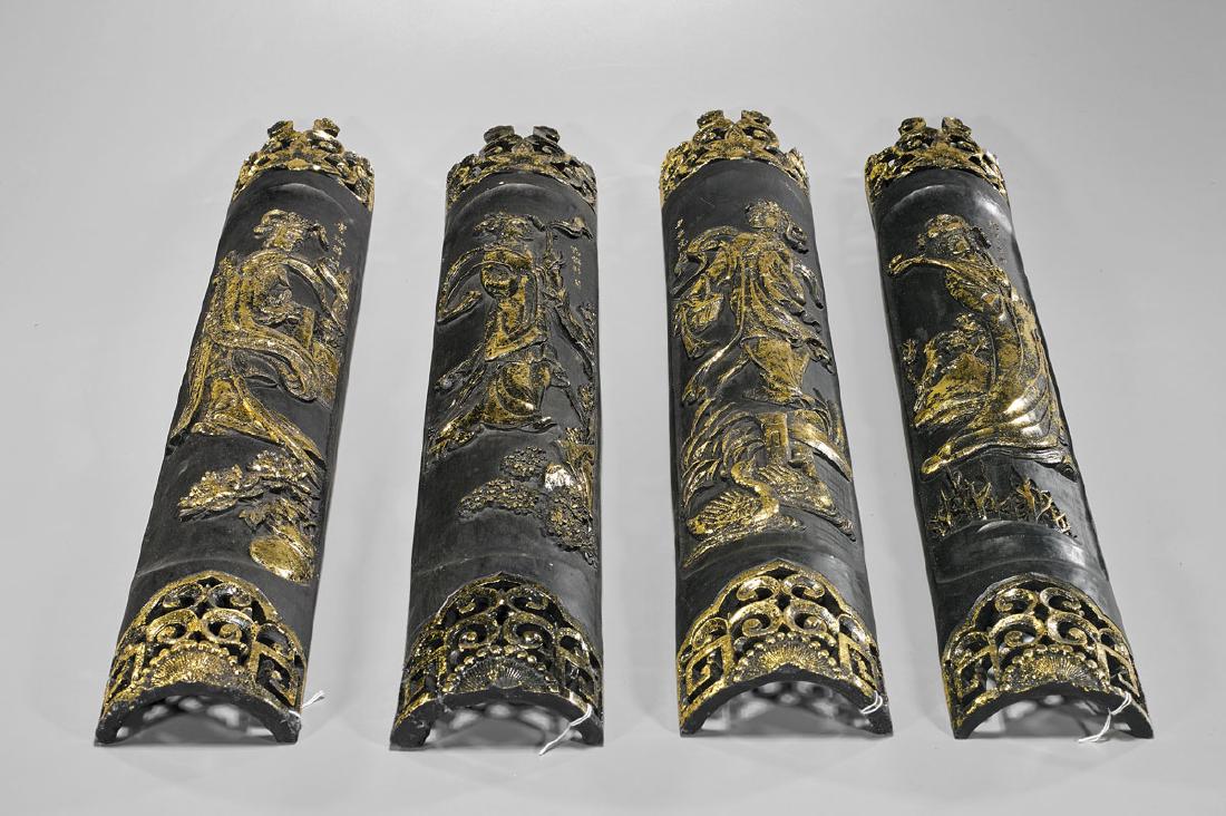 Four Chinese Parcel Gilt Panels: Celestial Beauties (1 of 1)