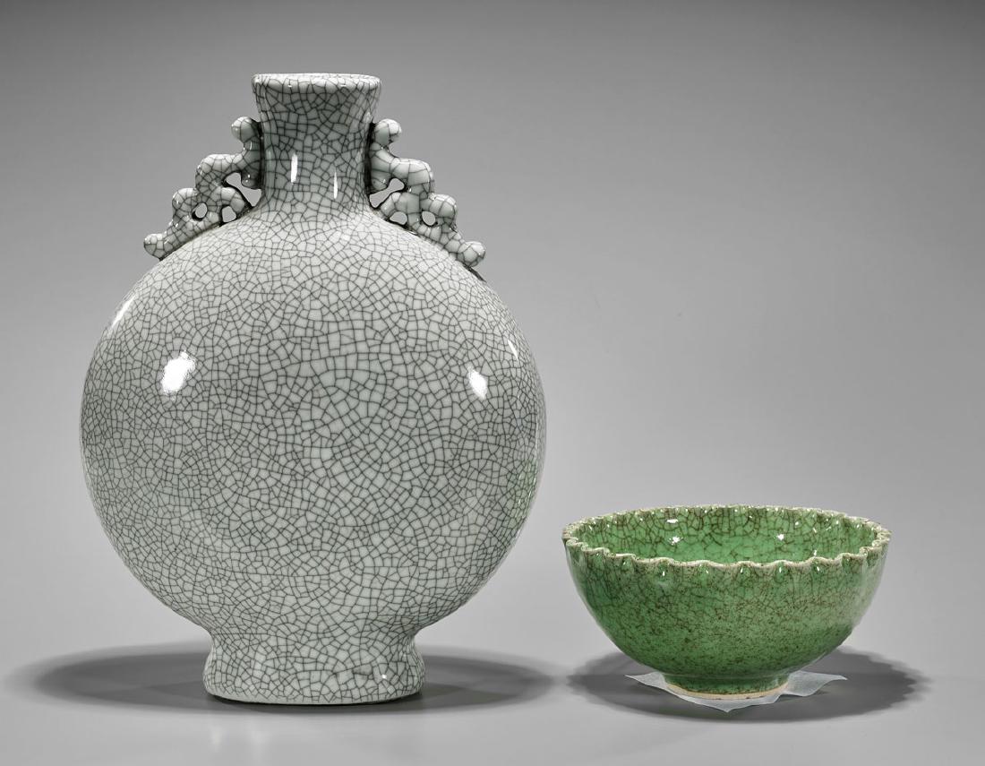 Chinese Crackle-Glazed Bowl & Moonflask (1 of 2)