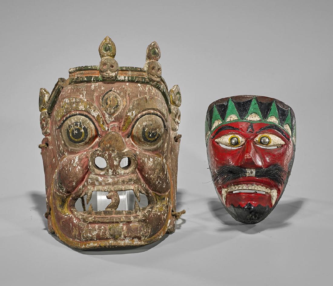 Two Polychromed Wood Masks: Tibetan & Javanese (1 of 1)