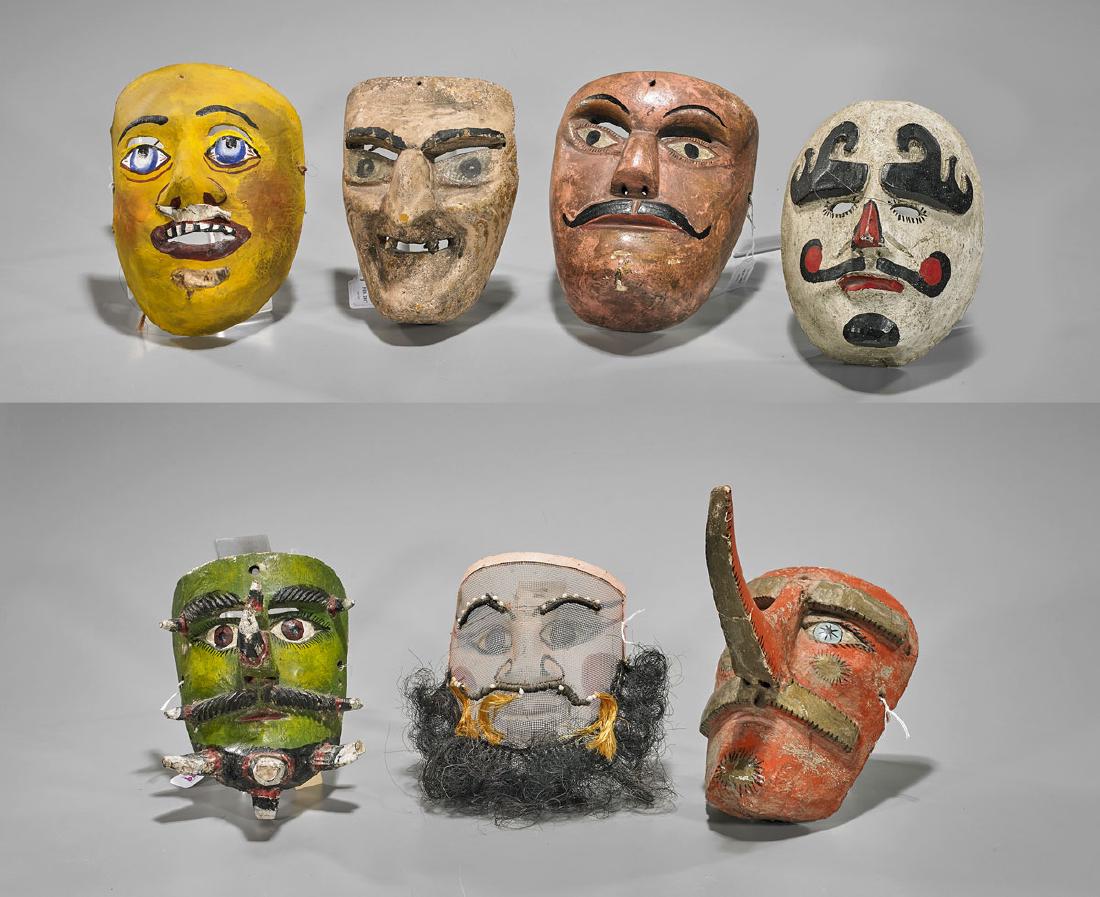 Group of Seven Mexican Dance Masks (1 of 1)