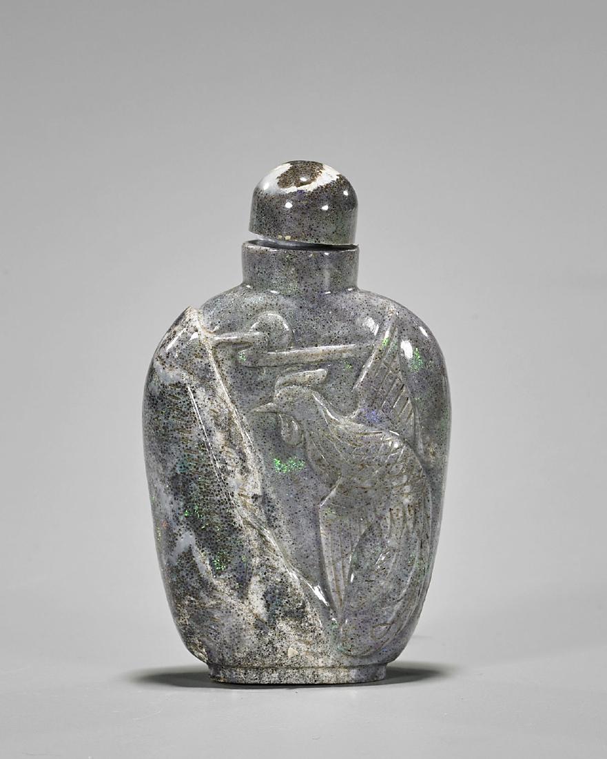 Carved Opal Snuff Bottle: Phoenixes (1 of 2)